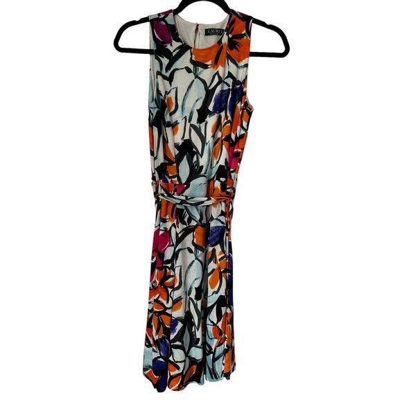 Lauren Ralph Lauren Dresses & Skirts - Lauren Ralph Lauren Dress Size 2 Colorful Bold Floral Print Tie Waist Jersey